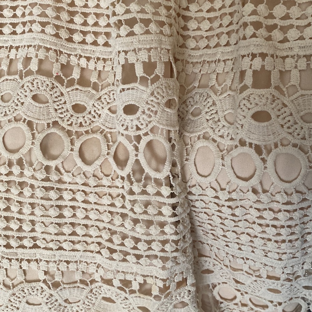 Polagram Crochet Cream Lace Midi Dress M - Picture 12 of 16
